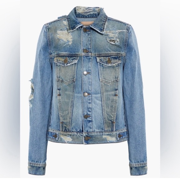 RETROFETE Karina Distressed Denim Jean Jacket in Zephyr size medium - Picture 2 of 15